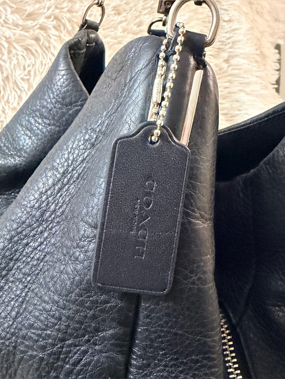 Coach Madison Phoebe 2013” Black Pebbled Leather Hobo Shoulder Bag #26224 - Picture 7 of 16